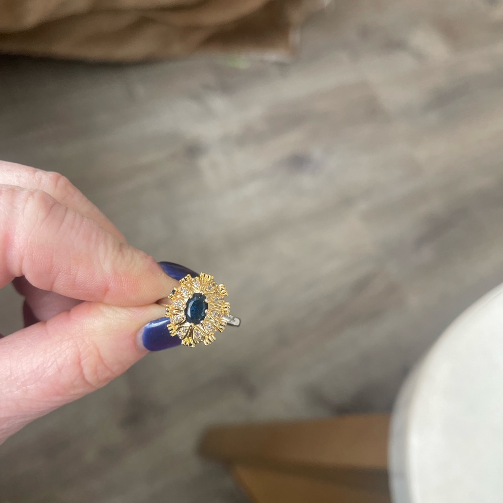Gold and Blue Sunflower Ring